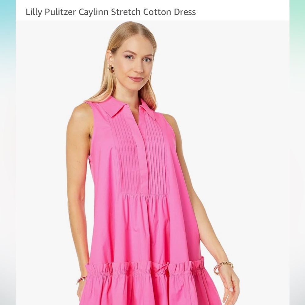 NWT Lilly Pulitzer, Caylinn Swing stretch, shirt dress, in pink Isle size medium